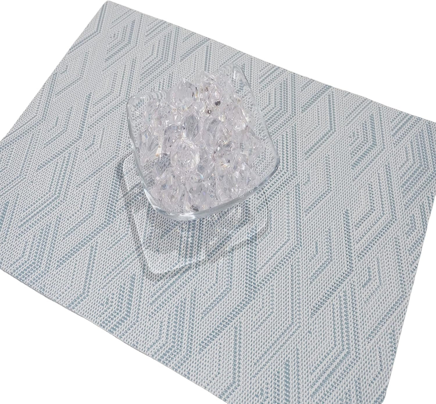 Dainty Home Diamonds Blue Heat Resistant Table Placemats - Durable, Anti-Slip, Eco-Conscious, Easy to Clean Polyester Blend - Excellent Decoration for Modern Homes - 12" x 18" Placemats Set of 6