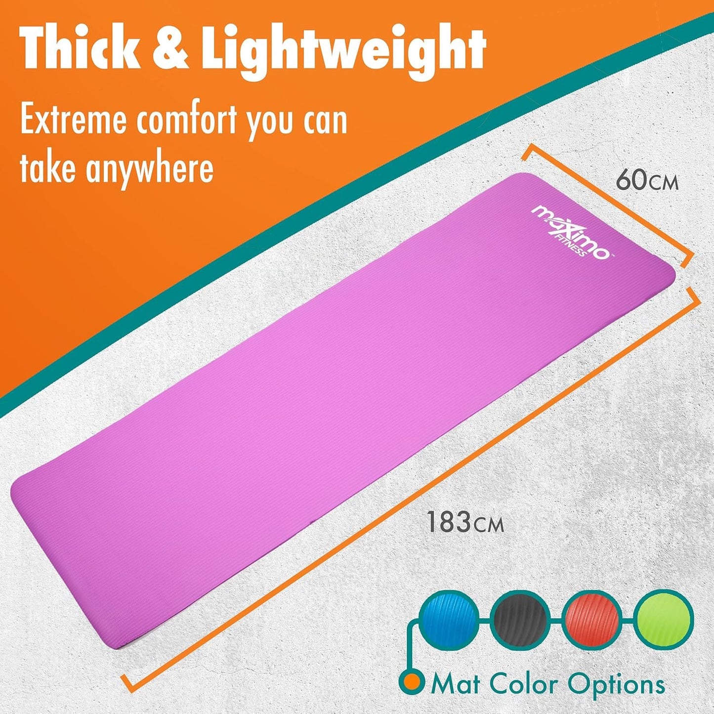 Maximo Fitness Yoga Mat - Multipurpose Exercise Mat for Men, Women and Kids, Ideal Non Slip Workout Mats for Yoga, Pilates, Gym Exercise with Carrying Strap