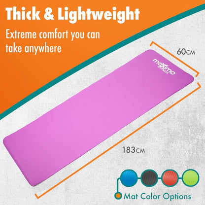 Maximo Fitness Yoga Mat - Multipurpose Exercise Mat for Men, Women and Kids, Ideal Non Slip Workout Mats for Yoga, Pilates, Gym Exercise with Carrying Strap