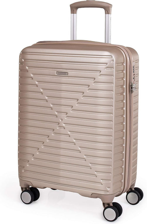 london Fog ABS Hard Case - 8 Wheel Spinner Travel Luggage | Telescopic Drag Handle | TSA Security Locks LFL005, champagne, Suitcase