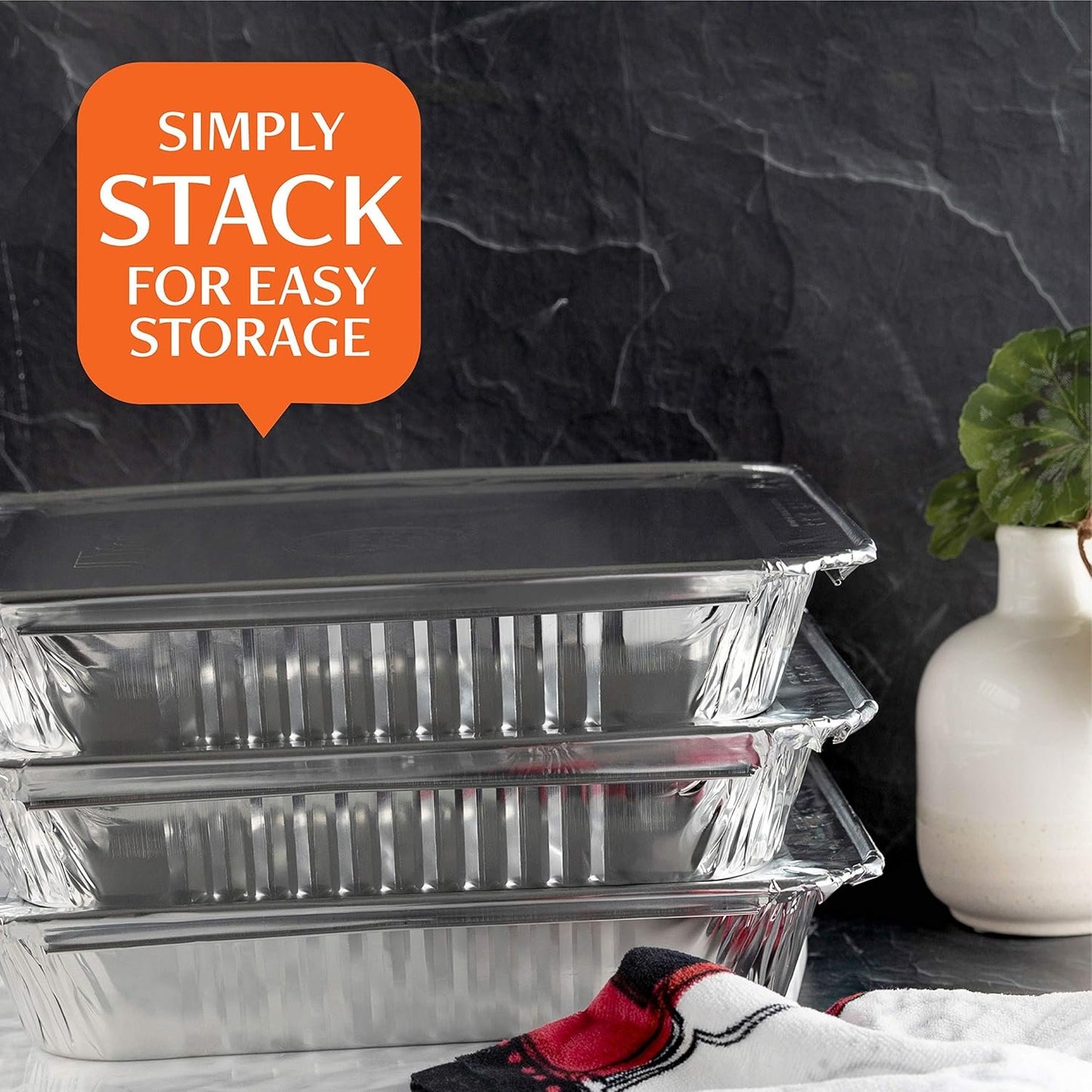 PLASTICPRO Disposable 9 x 13 Aluminum Foil Pans With Lids Half Size Deep Steam Table Bakeware - Cookware Perfect for Baking Cakes, Bread, Meatloaf, Lasagna Pack of 50 Pans & 50 Lids