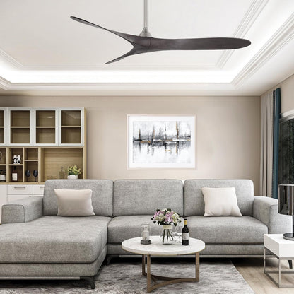 WAC Lighting Malibu Indoor and Outdoor 3-Blade Smart Home Ceiling Fan 70in Matte Black Dark Walnut with Remote Control works with Alexa and iOS or Android App