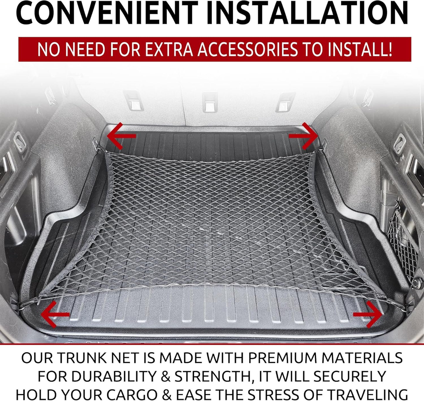 Floor Style Automotive Elastic Trunk Mesh Cargo Net for Subaru Outback 2020-2024 - Premium Trunk Organizers and Storage - Luggage Net for SUV - Best Car Organizer for Subaru Outback