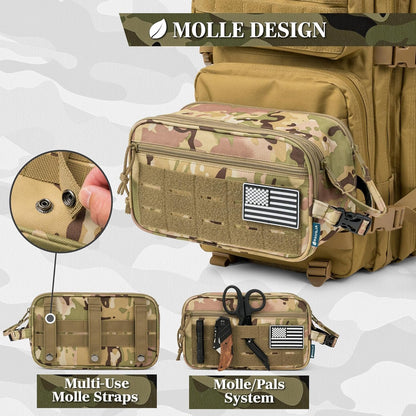 PAVILIA Tactical Toiletry Bag for Men, Hygiene Travel Bag, Military Dopp Kit, Water Resistant Molle Pouch, Mens Shaving Grooming Essentials, Bathroom Shower Toiletries Small Organizer Case, Camo