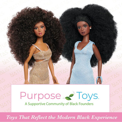 Just Play Naturalistas Liya Doll and Accessories 4C Textured Hair - Deep Brown Skin Tone - Designed and Developed by Purpose Toys