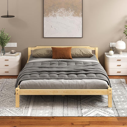 ALFORDSON Bed Frame Double Wooden Bed Base with Solid Wood Pine Timber Slats, Mattress Base Platform Support, Oak Bed Foundation with Storage Space, Beatrix Series Home Bedroom Furniture