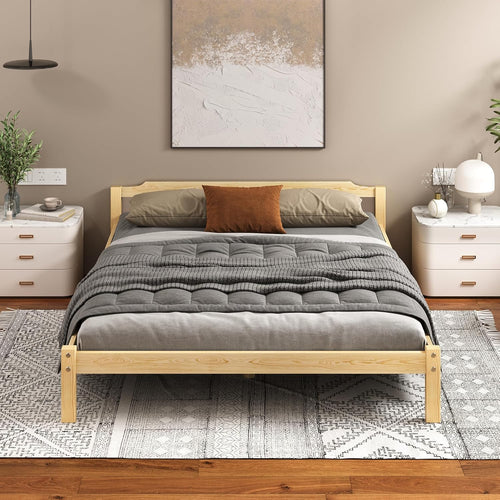 ALFORDSON Bed Frame Double Wooden Bed Base with Solid Wood Pine Timber Slats, Mattress Base Platform Support, Oak Bed Foundation with Storage Space, Beatrix Series Home Bedroom Furniture
