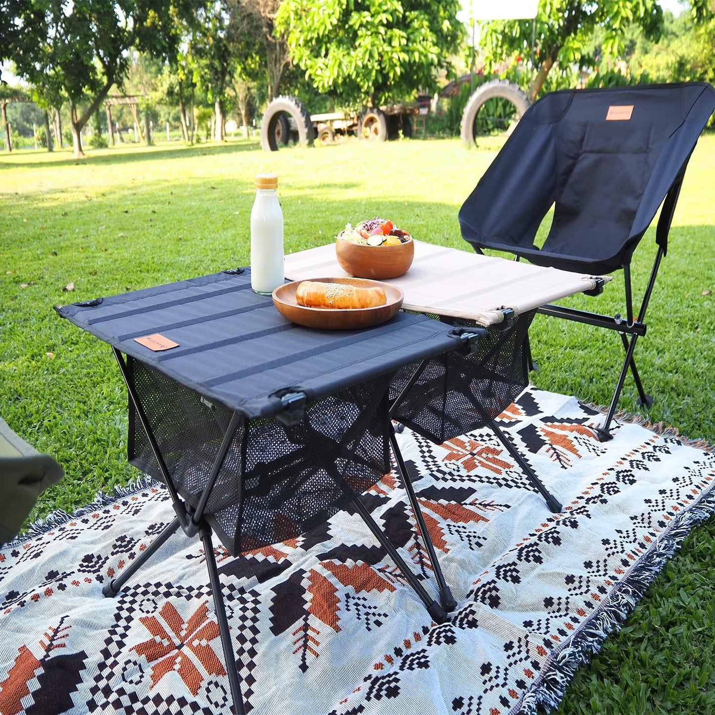 Ultralight Backpacking Table - Collapsible Camping Table with Storage Mesh for Camping Gear, Hiking Table and Mountaineering Table, Camp Table for Accessories and Outdoor Travel (Brown)