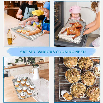 Herogo Baking Pan Sheet with Cooling Rack Set for Oven, 18 x 13 x 1 Inch, Stainless Steel Fluted Bakeware Cookie Sheet Tray Non-Stick, Dishwasher Safe