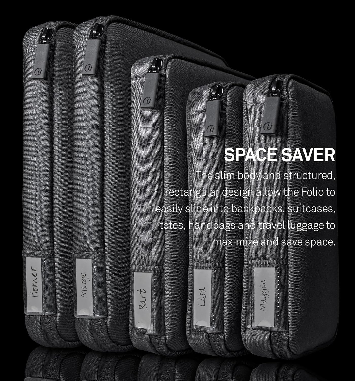 UT Wire Folio Mini Tech Gear Pouch with Label Identification for Travel, Gym, Work Organizer for Cables Chargers, Electronic Accessories, Black