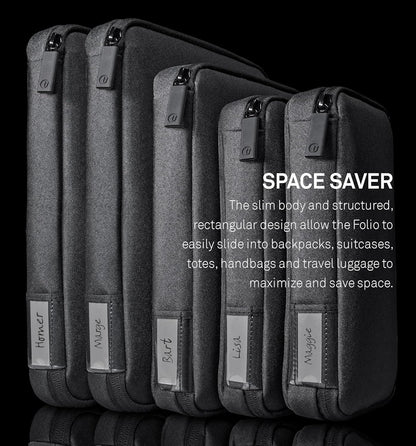 UT Wire Folio Mini Tech Gear Pouch with Label Identification for Travel, Gym, Work Organizer for Cables Chargers, Electronic Accessories, Black