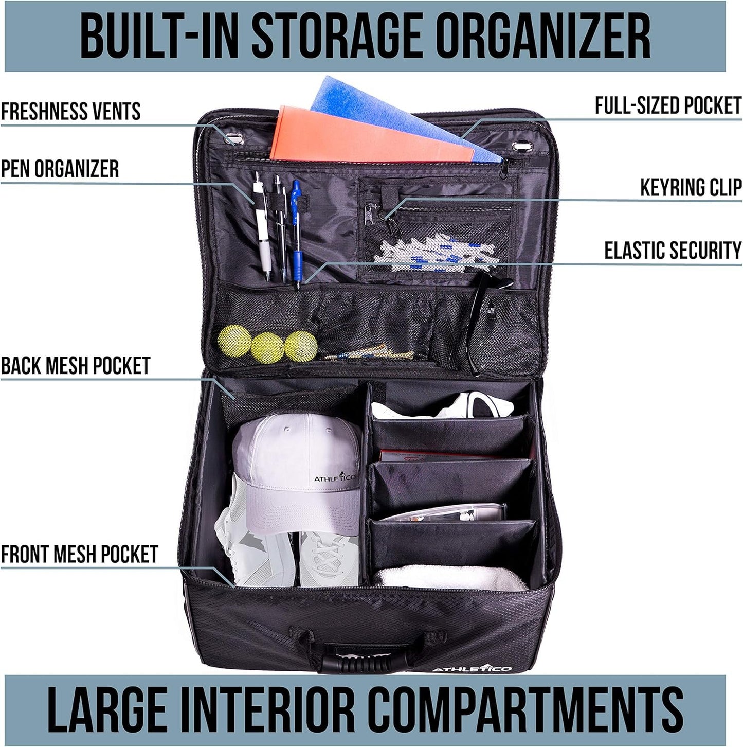 Athletico Golf Trunk Organizer Storage - Car Golf Locker to Store Golf Accessories | Collapsible When Not in Use