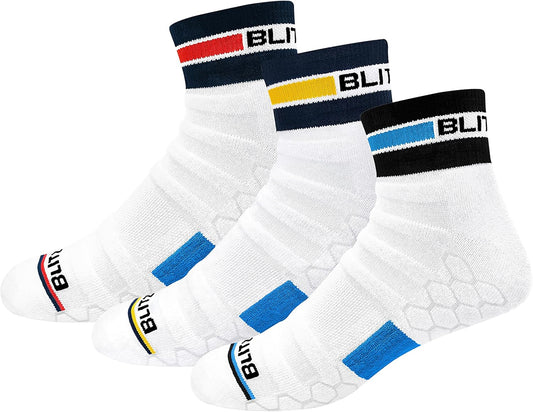 BLITZSOX Hi-Tech Performance Quarter Length Sport Socks for Men and Women (Running, Tennis, Workout and Fitness), Pack of 3