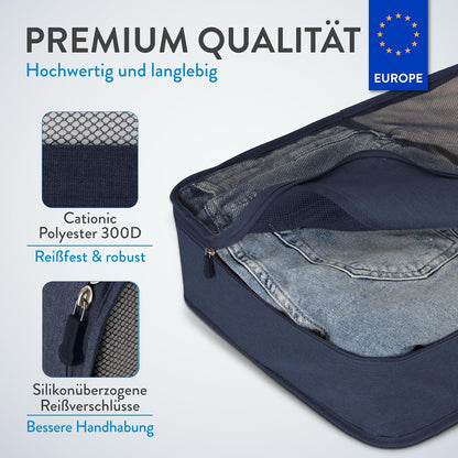 PRIMERY 8 Pack Packing Cubes Suitcase Organizer (Blue) - Packing Cubes and Bags for Holiday and Travel - Suitcase Bags for Clothes, Shoes, Underwear - Suitcase Travel and Travel Suitcase