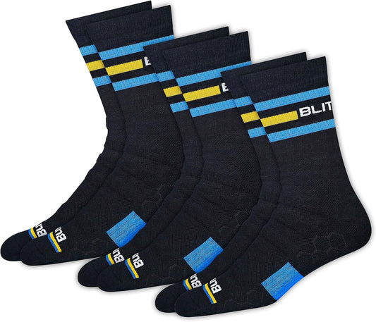 BLITZSOX Hi-Tech Performance Sport Socks for Men and Women (Running, Tennis, Training and Fitness), Pack of 3