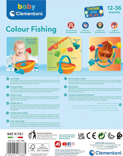 Clementoni Baby Colour Fishing, 17688 12-36 Months, 4 Fish to Catch, Early Childhood Educational Games, Made in Italy, Play for Future Line, Stimulates Coordination and Logic