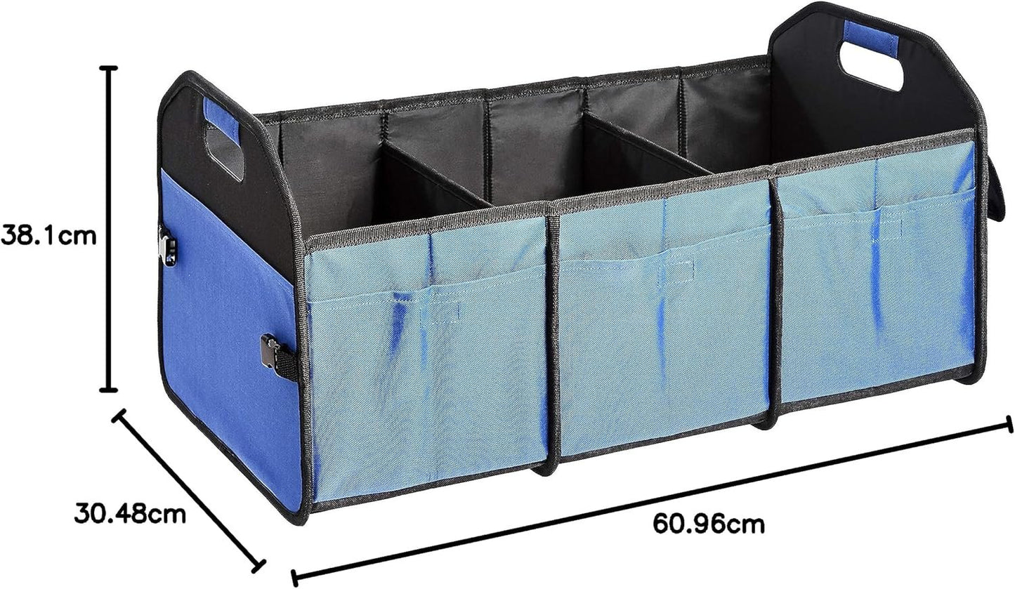 Amazon Basics Collapsible Portable Multi-Compartment Heavy Duty Cargo Trunk Organizer - Blue