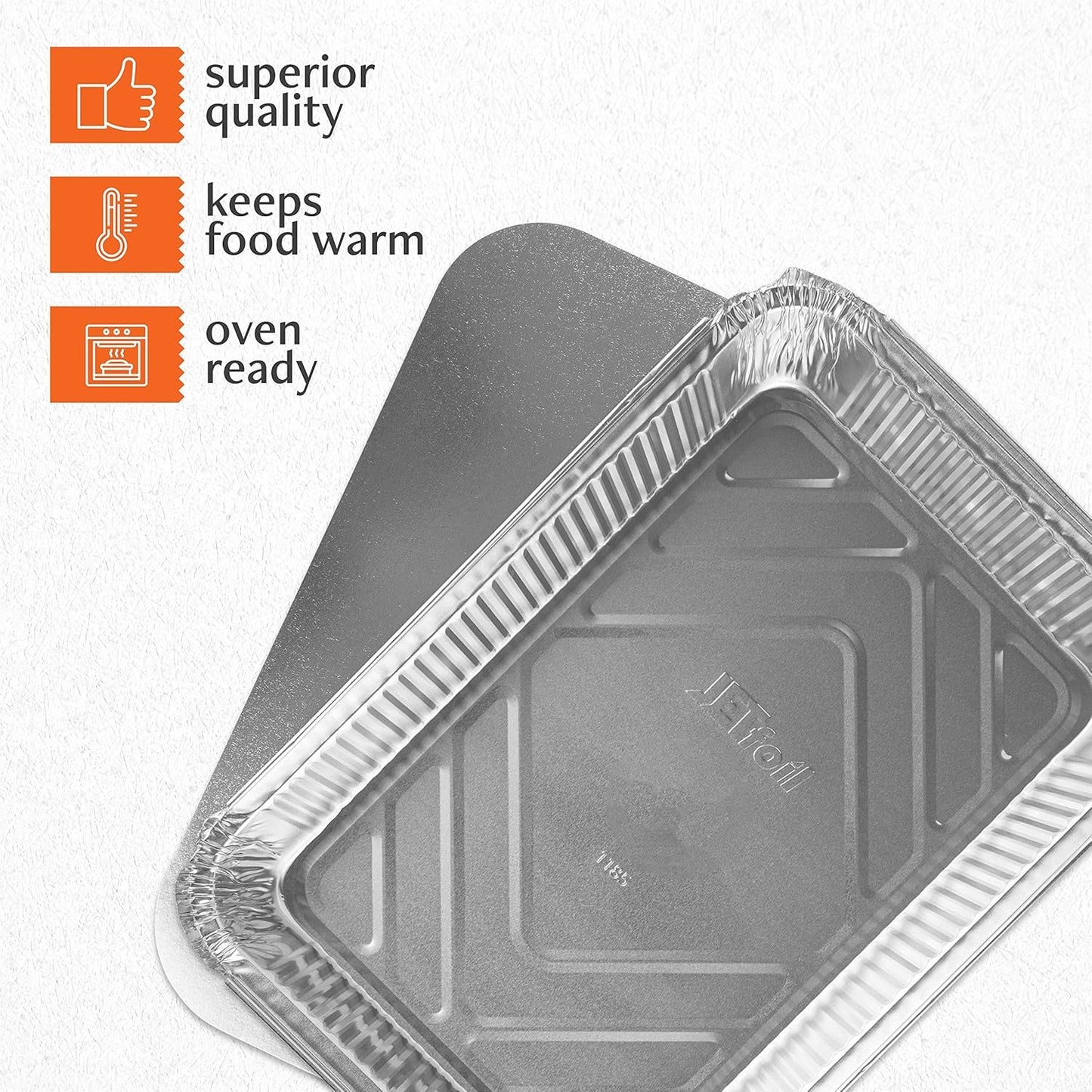 PLASTICPRO Disposable 4 LB Aluminum Takeout Tin Foil Oblong Baking Pans 12'' X 8'' X 2'' Inch With Cardboard Lids Bakeware - Cookware Perfect for Cakes, Lasagna, or Pack of 10 Pans and 10 Lids