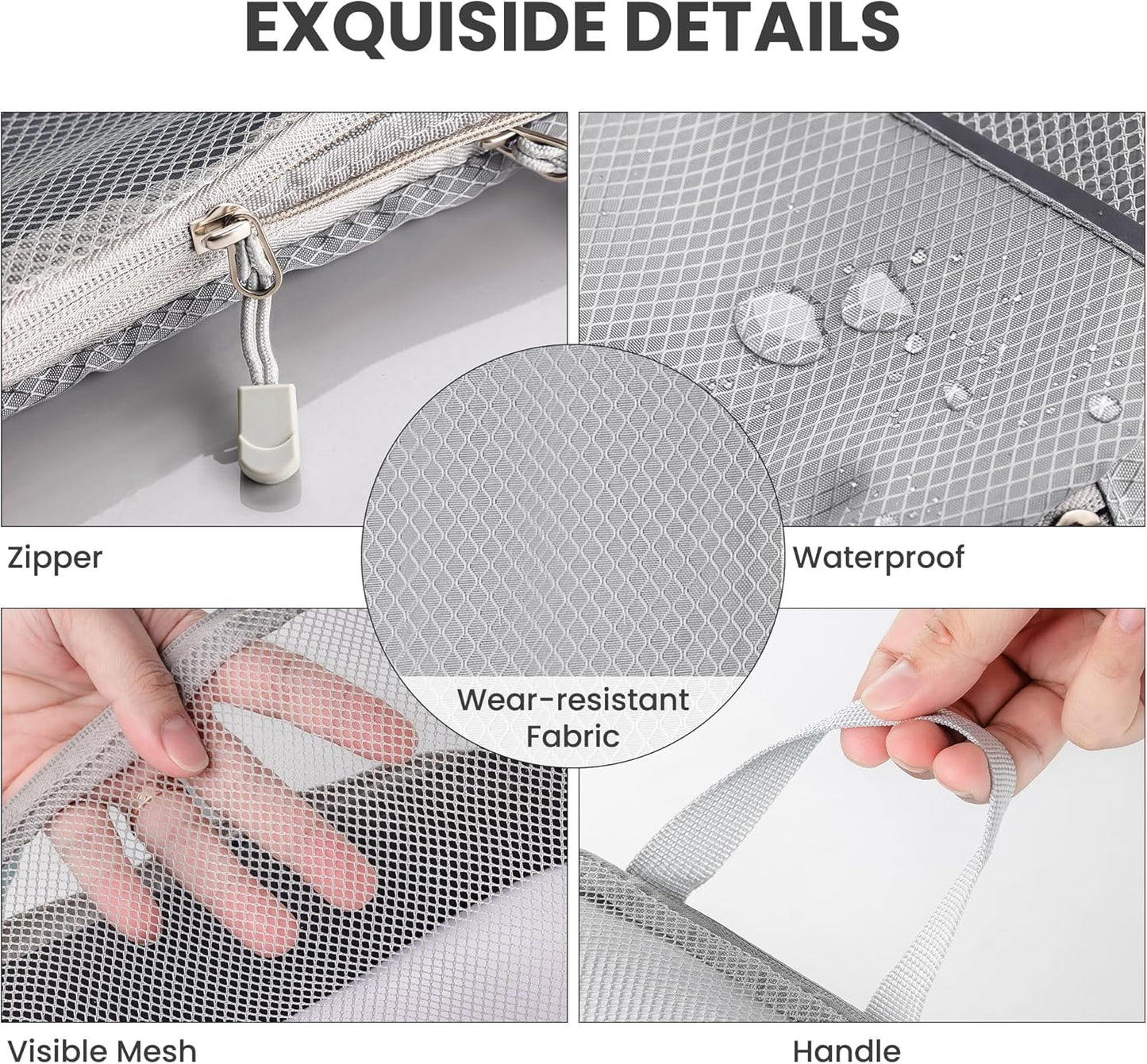 6 Set Compression Packing Cubes Travel Accessories Expandable Packing Organizers, Lightweight Suitcase Organizer Packing Cells Bags Set Travel Essentials, Travel Bags Carry-on Luggage Suitcase Grey