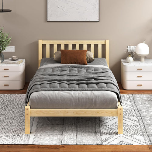 ALFORDSON Bed Frame Single Size Wooden Bed Base with Solid Wood Pine Timber Slats, Mattress Base Platform Support, Oak Bed Foundation with Storage Space, Fenella Series Home Bedroom Furniture