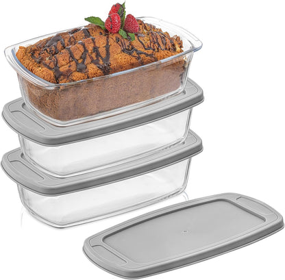 JoyJolt Glass Loaf Pan Set with Lid, Rectangular, 1.9 Quart, Deep, Meatloaf & Banana Bread Loaf Pans