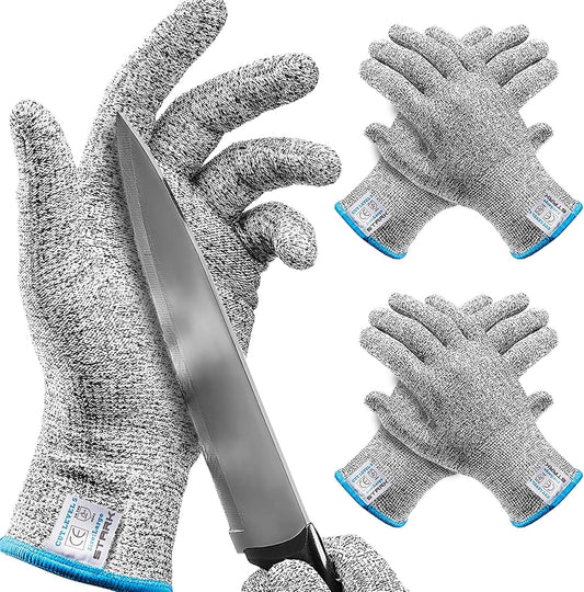 Stark Safe Cut Resistant Gloves Food Grade Level 5 Protection, Safety Cutting Gloves for Kitchen, Mandolin Slicing, Fish Fillet, Oyster Shucking, Meat Cutting and Wood Carving (Medium - 2 Pair)