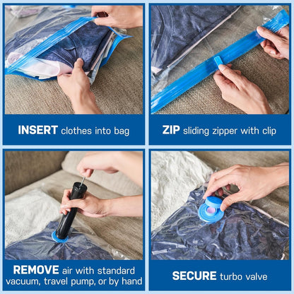 Spacesaver Vacuum Storage Bags Medium 6 Pack - Vacuum Seal Bags for Clothing, Comforters, Blankets and Bedding - 28 x 20 Inch Space Saver Bag for Travel and Home Organization with Hand Pump Included