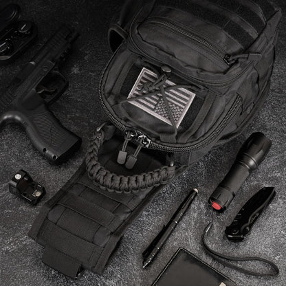 Sling Bag for Men - Lightweight & Compact EDC Gear Bag for Travel, Range, Hiking, Outdoor Sports - Weatherproof and Durable Nylon Crossbody Range Bag Day Pack - Black CCW Sling Bag, Black, Regular