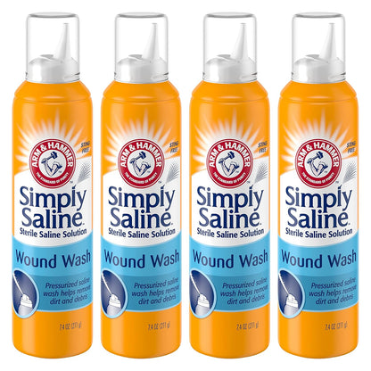 Arm & Hammer Simply Saline Wound Wash 7.4 Ounce - 4 Pack