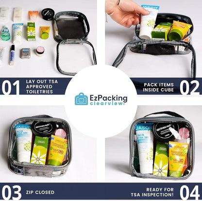 EzPacking Clear TSA Approved 3-1-1 Travel Toiletry Bag for Carry On/Quart Size Transparent Liquids Pouch for Airport Security/Reusable See Through Vinyl & PVC Plastic Organizer Men Women, Lilac, Tsa