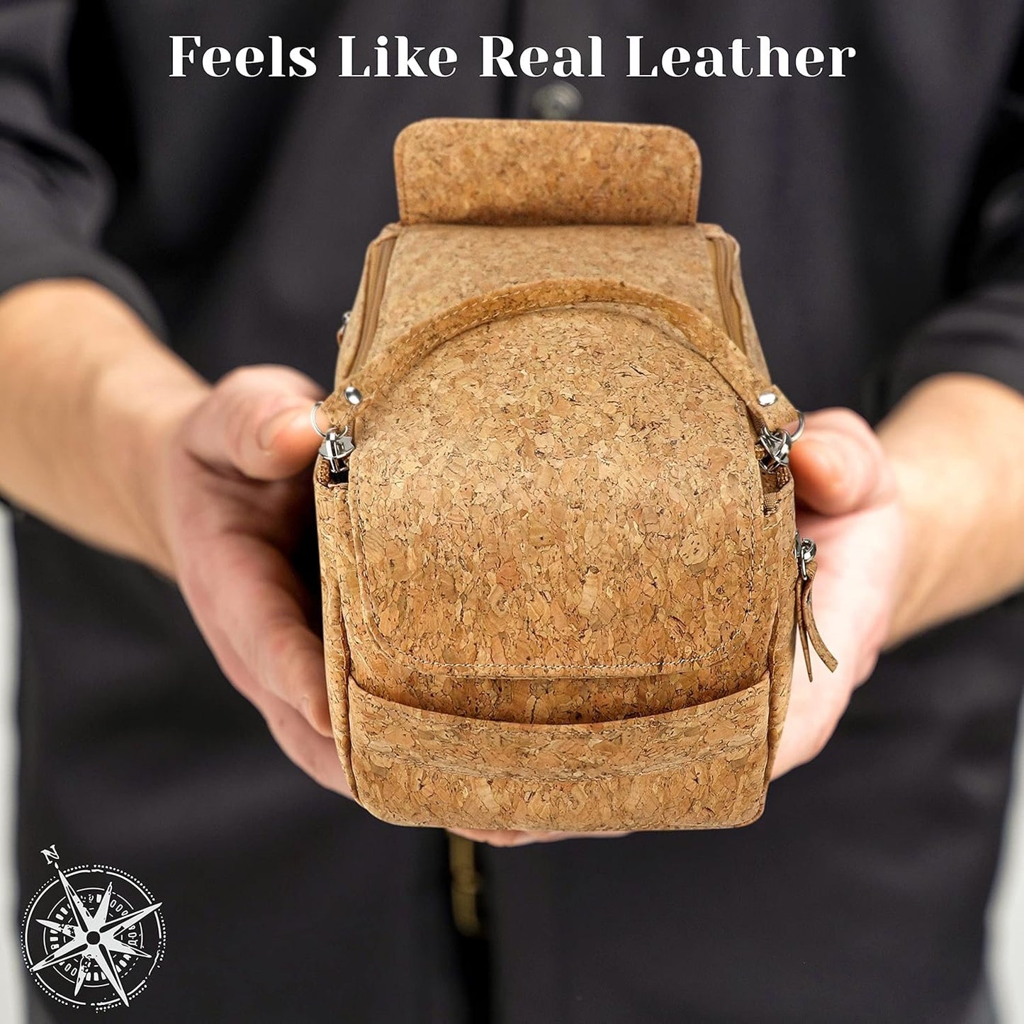 The Calling Man Denali Cork Leather Travel Toiletry Bag for Men– Waterproof Compact Dopp Kit with Hanging Design, Compartment and Dual Pockets, Hygiene Bag for Toiletries, Cork, Compact and Spacious