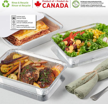 Starfrit (30-Pack) Aluminum Storage Containers with Lids (8.5”x 6”) - 2.25 LB Capacity - Recyclable - Disposable - Oven & Freezer Safe - Perfect for Cooking, Meal Prep & Takeout
