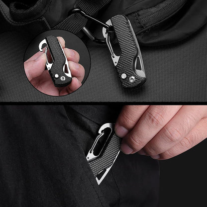 ITOKEY Multitool Keychain knife, 2 Pack Small Pocket Box/ Seatbelt/ Strap Cutter, Razor Sharp Serrated Blade and Paratrooper Hook, EDC Folding Knives Key Chains for Women Men Everyday Carry