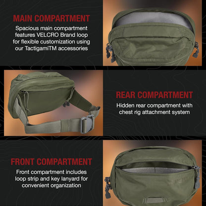 Vertx Mens Long Walks Mp 2l Tactical Waist Fanny Pack Concealed Carry Gear Bag for Travel, CCW, EDC Work Waist Pack