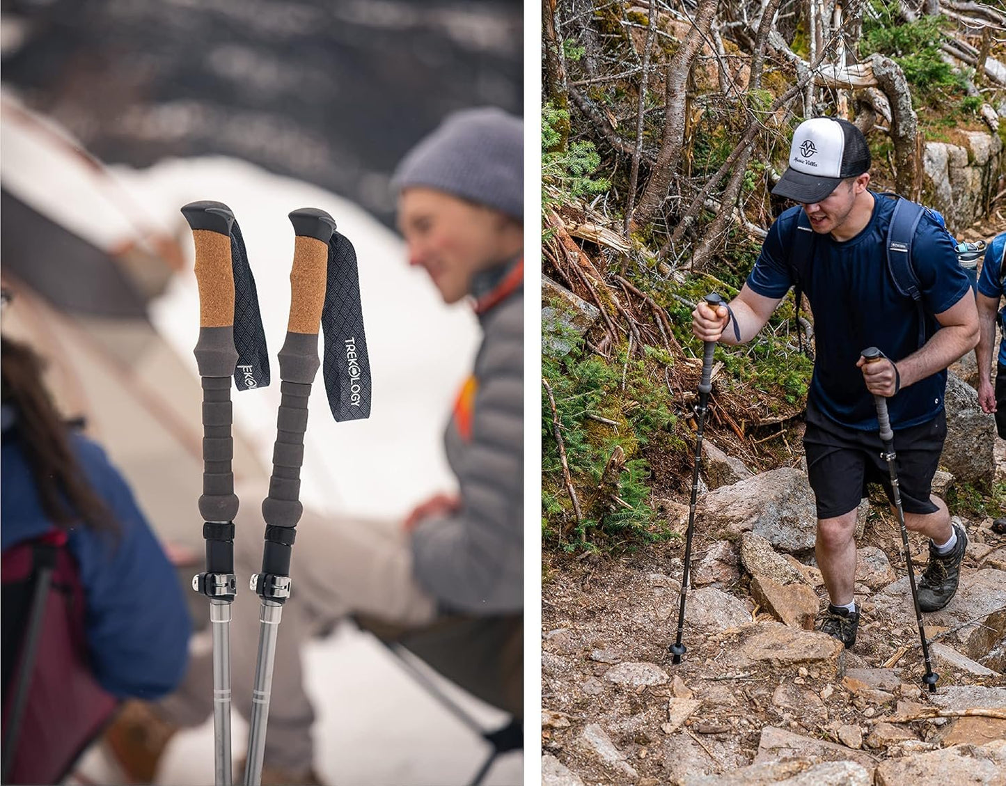 TREKOLOGY Hiking Poles Collapsible Lightweight, Nordic Walking Poles for Seniors Women, Walking Sticks for Seniors, Trekking Poles Collapsible, Cork Pole Grip, Hiking Gear
