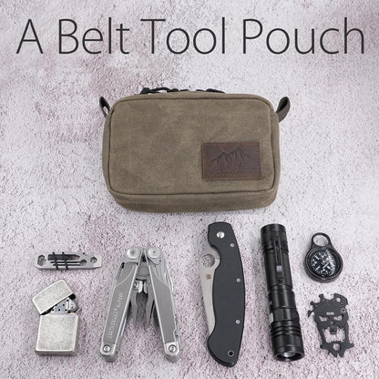 diodrio Belt Pouch for Men Women YKK Zippers EDC Pouch, Belt Bag Waist Pack for Hiking, Water Resistant, Waxed Canvas, Olive