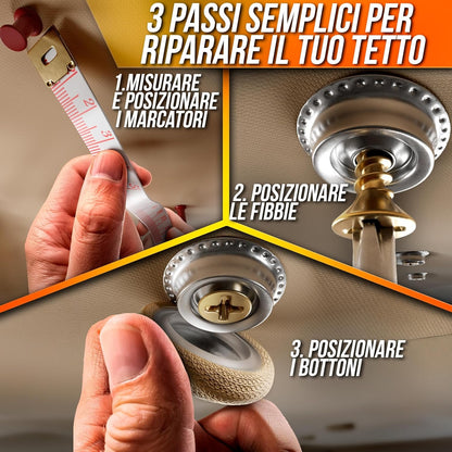 70 Pcs Car Roof Pins Kit + 70 Red Pins + 1 Screwdriver + 1 Metric Tape - Ideal for Car Fallen Roof Repair - Essential Part of Your Car Accessories (Beige)