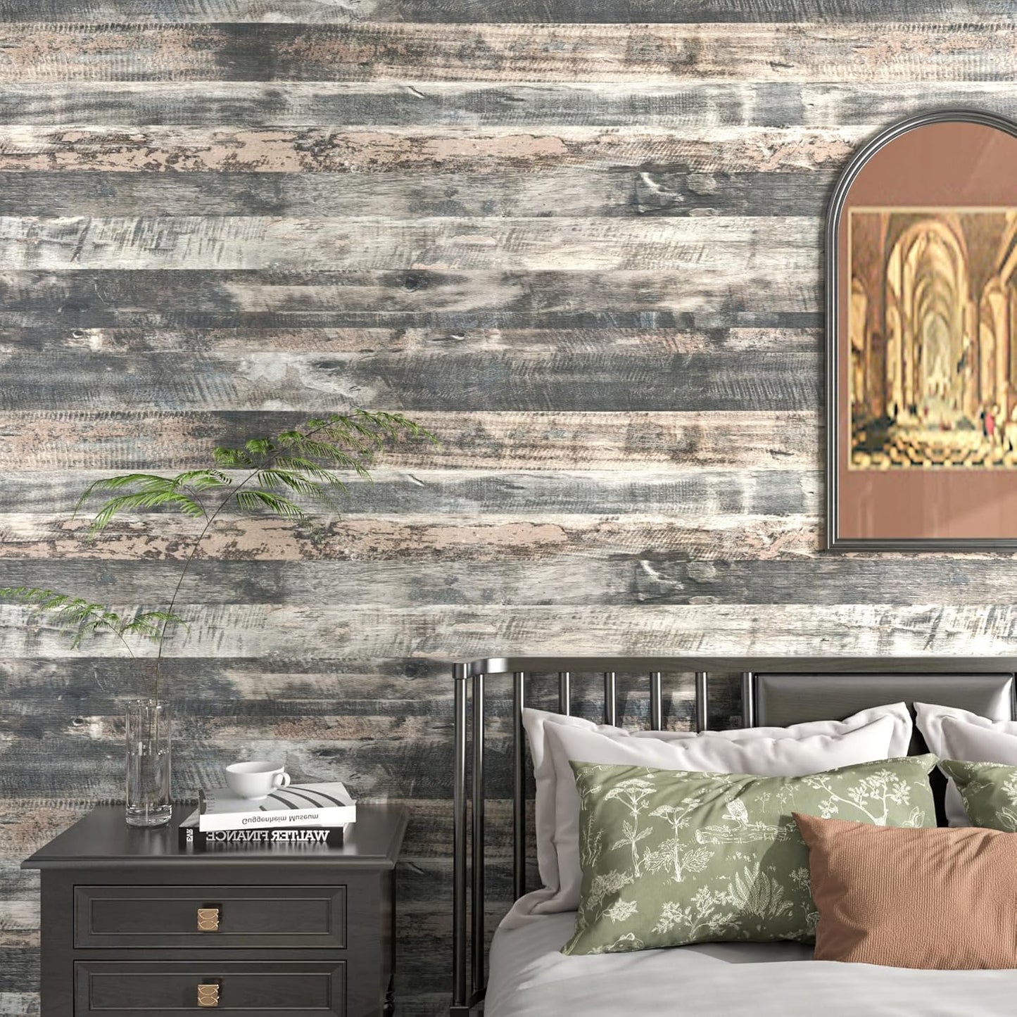 FunStick Wood Effect Adhesive Paper for Grey Table Wood Wallpaper Panel Wall Sticker Bedroom Kitchen Grey Adhesive Film for Furniture Wood Panel 30 cm x 5 m