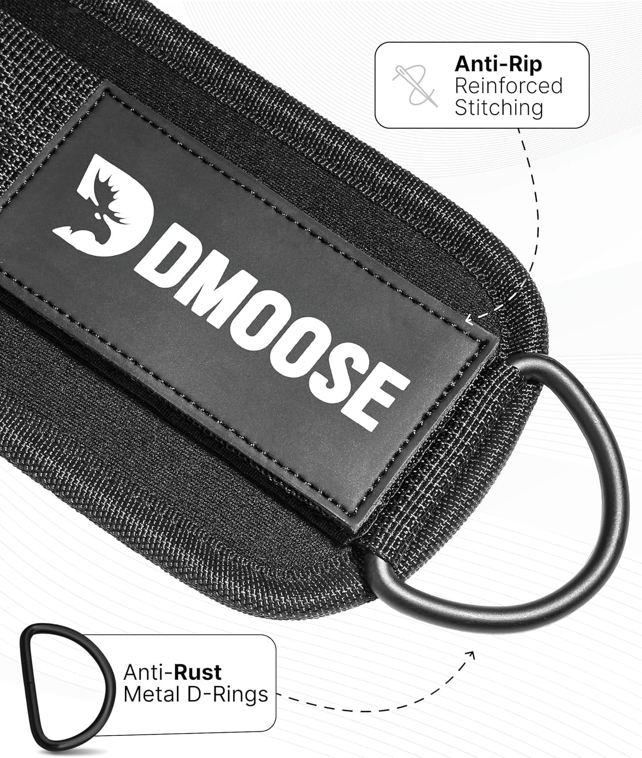 DMoose Ankle Straps for Cable Machines for Kickbacks, Glute Workouts, Leg Extensions, Curls, and Hip Abductors for Men and Women, Adjustable Ankle Strap with Double D-Rings and Neoprene Support