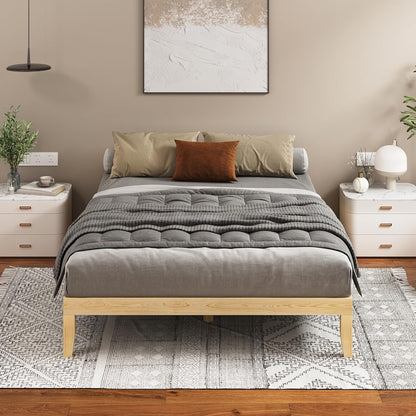 ALFORDSON Bed Frame Queen Wooden Bed Base with Solid Wood Pine Timber Slats, Mattress Base Platform Support, Oak Bed Foundation with Storage Space, Pramod Series Home Bedroom Furniture