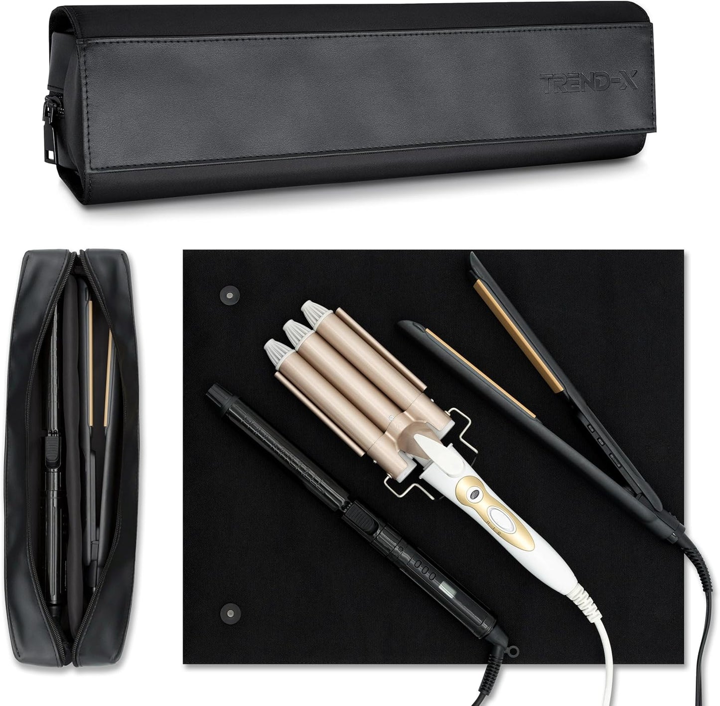 TREND-X Hair Styling Tools Storage with Heat-Resistant Mat – Stylist Organizer for Flat & Curling Irons, Straighteners, Hot Brushes, and Haircare Accessories (Irons Not Included)