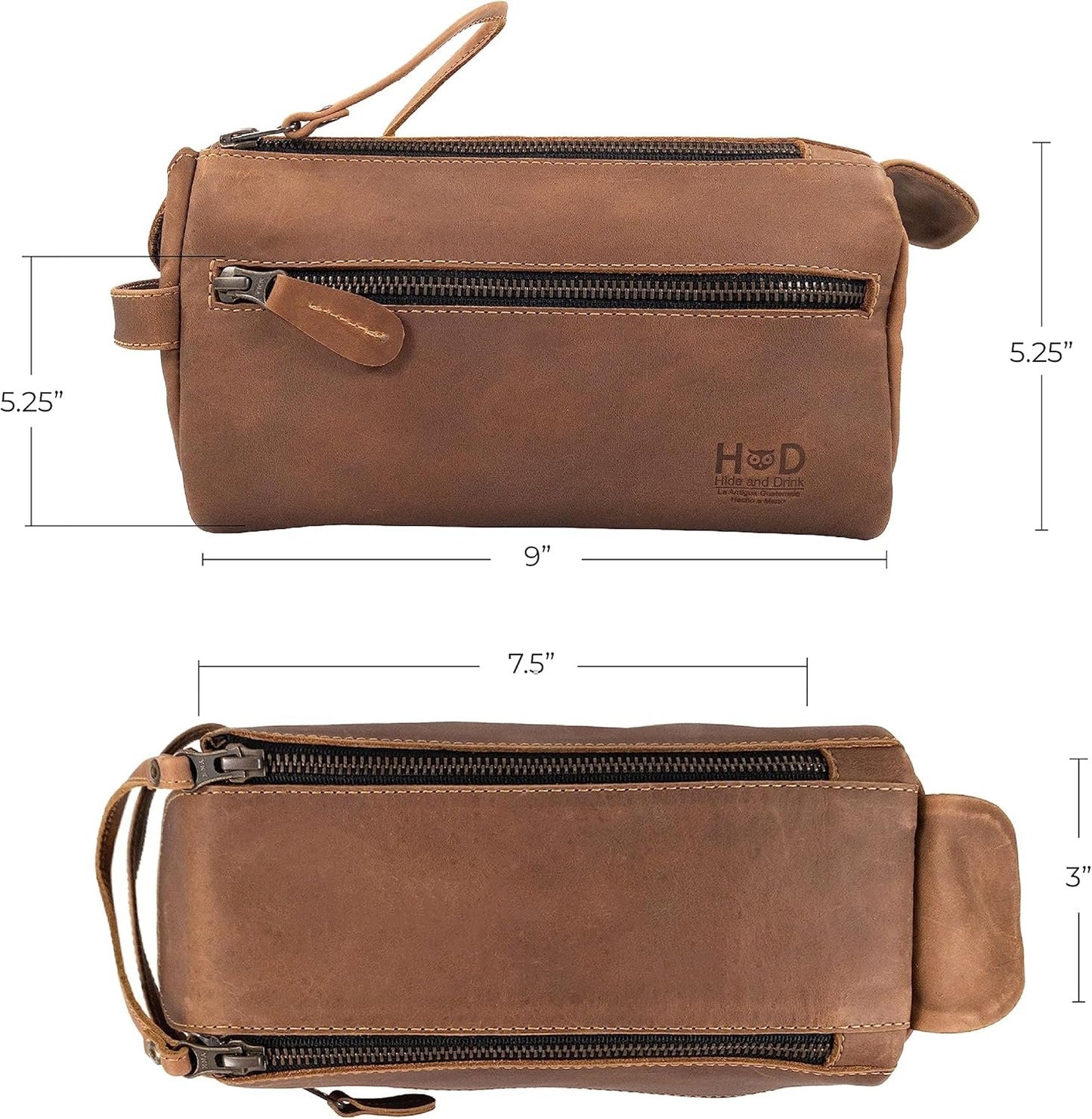 Hide & Drink, Toiletry Bag w/Handles, Hygiene Organizer, Travel Dopp, Razor Case, Bathroom, Shaving, Cosmetic Storage, Travel & Grooming Essentials, Full Grain Leather, Handmade, Single Malt Mahogany,