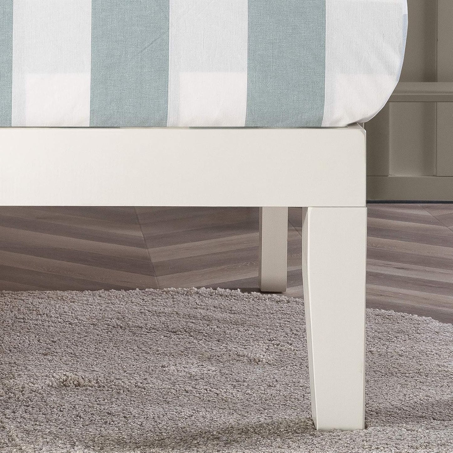 Zinus Moiz White Timber Bed Frame | Wood Platform Mattress Foundation/Bedroom Furniture - King Single Size