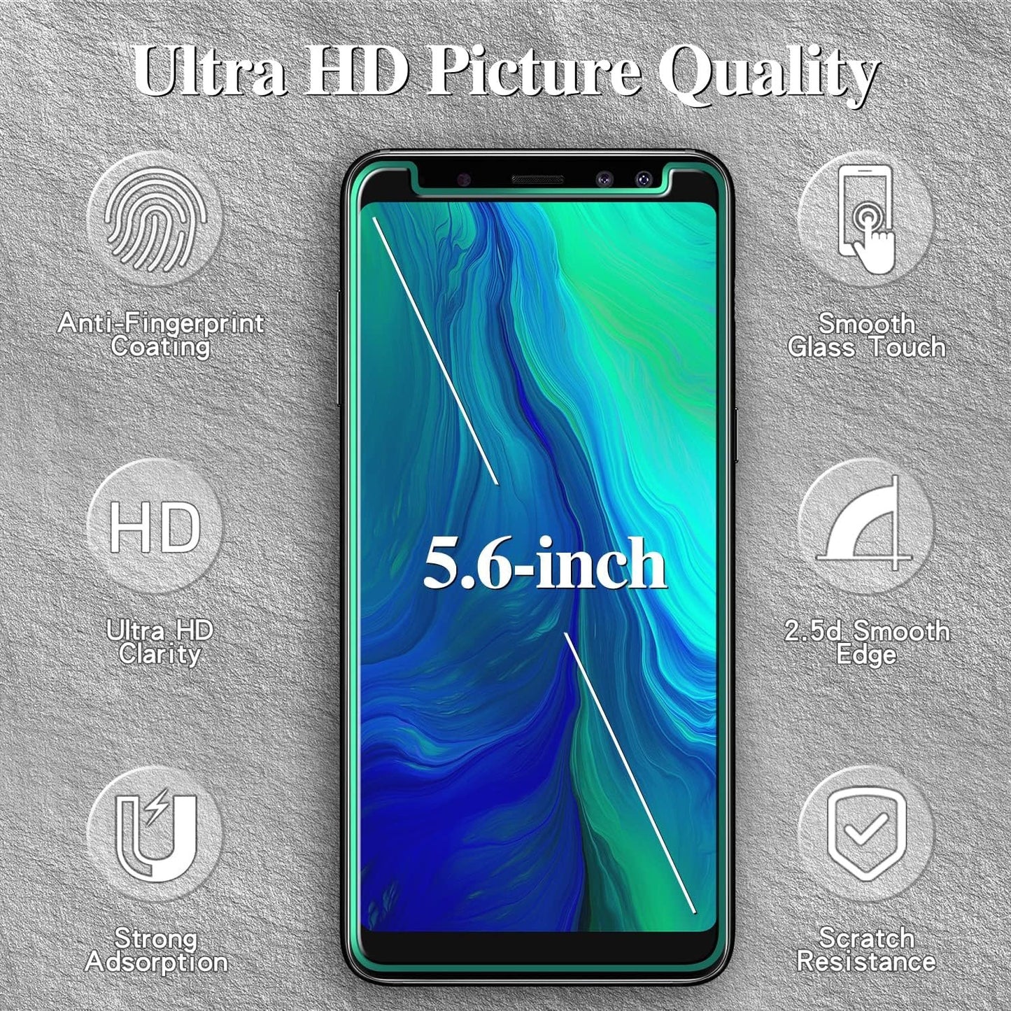 [3-Pack] Kesuwe Screen Protector For Samsung Galaxy A8 2018, A530 Tempered Glass, 9H Hardness, Anti-Scratch, Case Friendly, Easy to Install