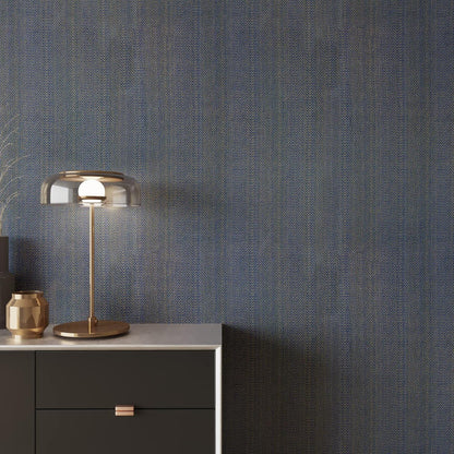 VEELIKE Blue and Gold Grass Sheet Adhesive Paper Vintage Blue Fabric Wallpaper Adhesive Film for Furniture Wallpaper Bedroom Furniture Sticker Bango 40 cm x 300 cm