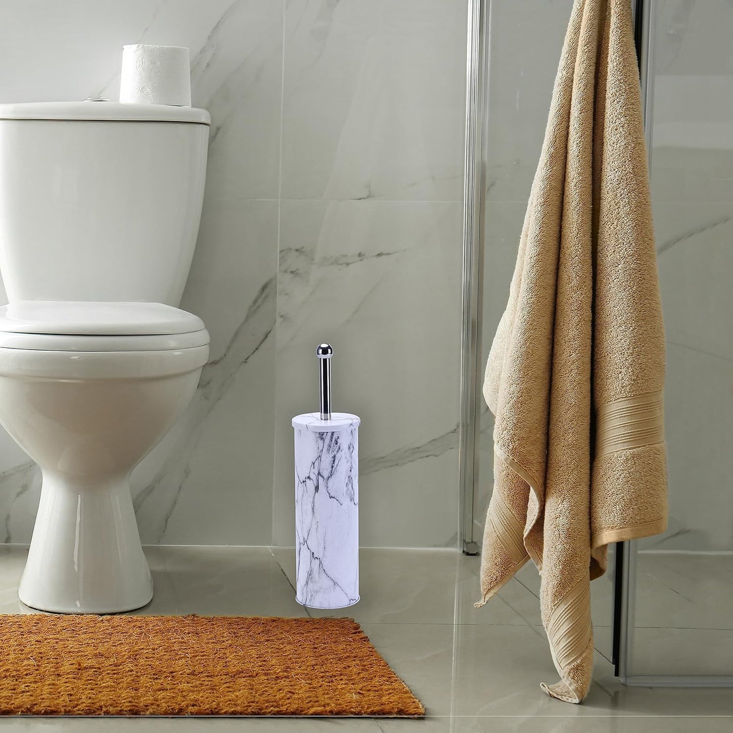 Deep & Sturdy Toilet Bowl Brush with Holder - Durable Scrubbing - Toilet Cleaners - Household Essentials - Silicone Brush - Bathroom Cleaner - Cleaning Supplies - Household Supplies, White