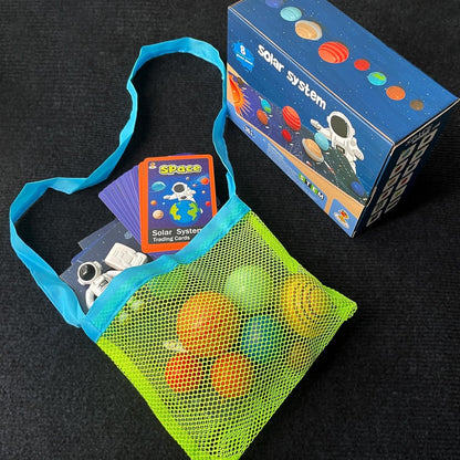 30 Pcs Wooden Solar System Model Board Toy Kit, Montessori Planet Balls Toys with Astronaut Figures, Preschool Learning Educational Puzzle, Space Knowledge Flash Cards Learning Toys for Kids