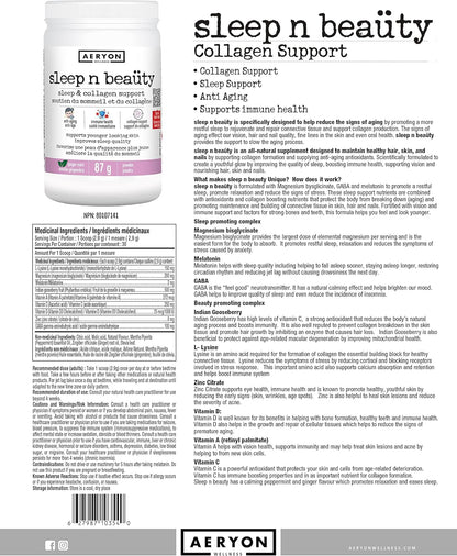 Sleep n Beaüty by Aeryon Wellness - Natural Sleep Aid - Supports Immunity & Collagen Formation - Naturally Calm Mind & Body for Restful Sleep - Natural Sleep Vitamin (Ginger Mint Flavour, 30 servings)