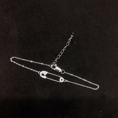 Safety Pin Bracelet Simple Safety Pin Link Bracelet for Women Silver Safety Pin Bracelet Rhinestone Safety Pin Bracelet for Women