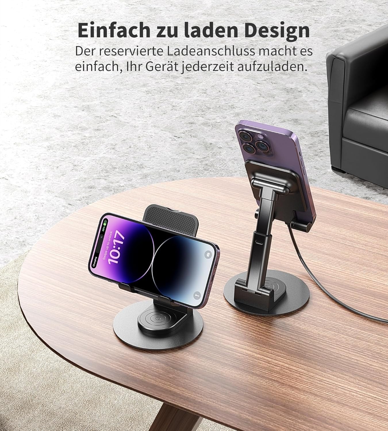 BHHB Adjustable Phone Stand, Adjustable Mobile Phone Stand, Foldable Angle and Height Adjustable Phone Holder Compatible with All Mobile Phones (Black)